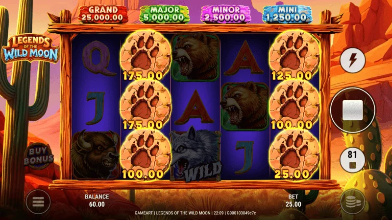 Legends of the Wild Moon – gevinst i grunnspillet